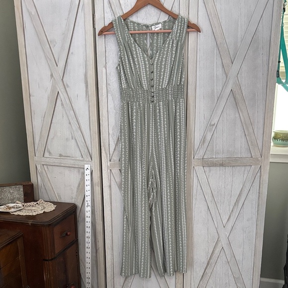 Japna Olive Floral Striped Jumpsuit - Picture 2 of 9